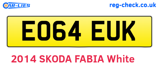 EO64EUK are the vehicle registration plates.
