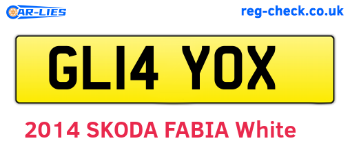 GL14YOX are the vehicle registration plates.