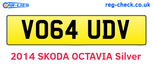 VO64UDV are the vehicle registration plates.