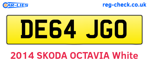 DE64JGO are the vehicle registration plates.