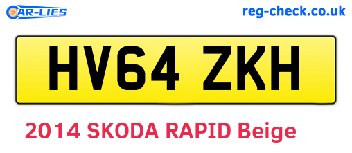 HV64ZKH are the vehicle registration plates.