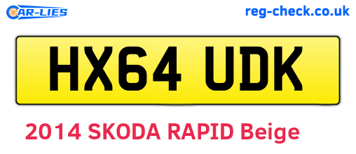 HX64UDK are the vehicle registration plates.