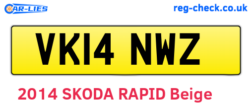 VK14NWZ are the vehicle registration plates.