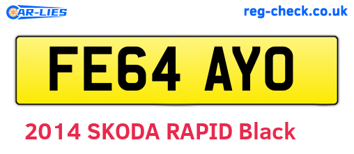 FE64AYO are the vehicle registration plates.
