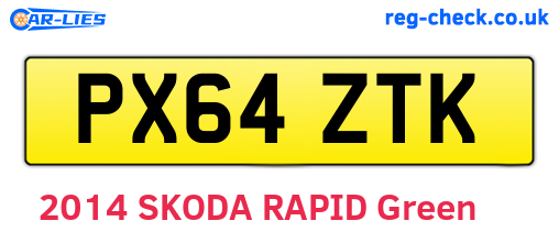 PX64ZTK are the vehicle registration plates.