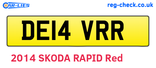 DE14VRR are the vehicle registration plates.