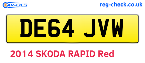 DE64JVW are the vehicle registration plates.