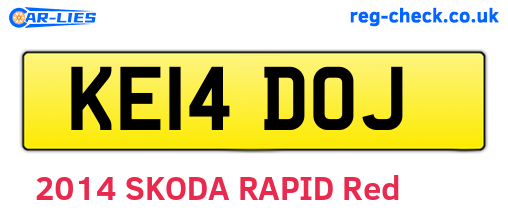 KE14DOJ are the vehicle registration plates.