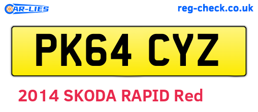 PK64CYZ are the vehicle registration plates.