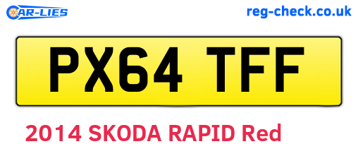 PX64TFF are the vehicle registration plates.