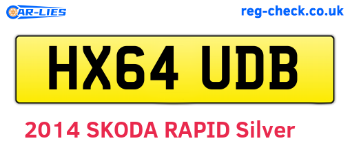 HX64UDB are the vehicle registration plates.