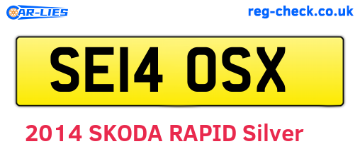 SE14OSX are the vehicle registration plates.