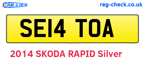 SE14TOA are the vehicle registration plates.
