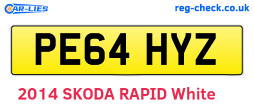 PE64HYZ are the vehicle registration plates.