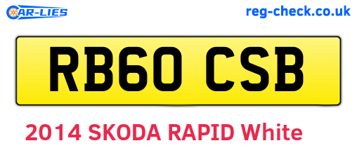 RB60CSB are the vehicle registration plates.
