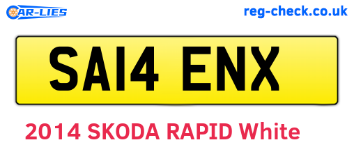 SA14ENX are the vehicle registration plates.