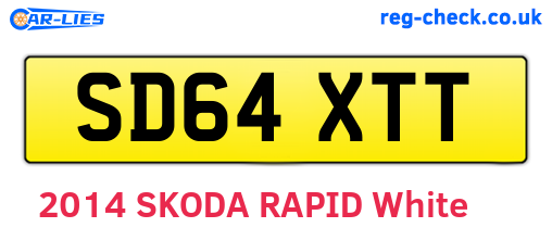 SD64XTT are the vehicle registration plates.