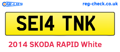 SE14TNK are the vehicle registration plates.