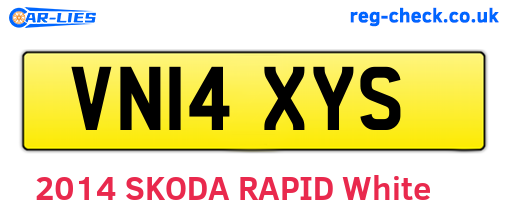 VN14XYS are the vehicle registration plates.