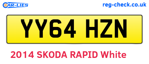 YY64HZN are the vehicle registration plates.