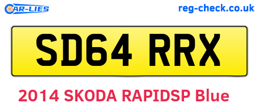 SD64RRX are the vehicle registration plates.