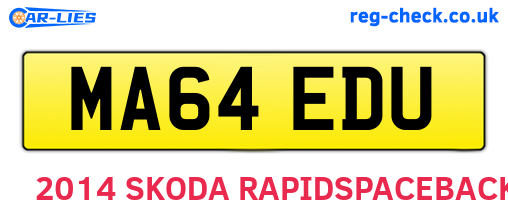 MA64EDU are the vehicle registration plates.