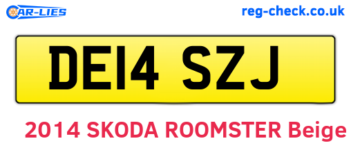 DE14SZJ are the vehicle registration plates.