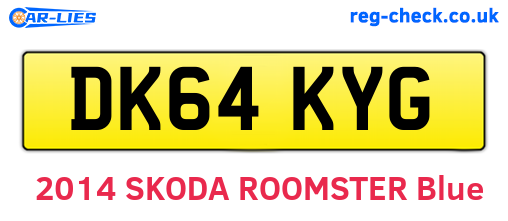 DK64KYG are the vehicle registration plates.