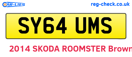 SY64UMS are the vehicle registration plates.