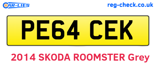 PE64CEK are the vehicle registration plates.