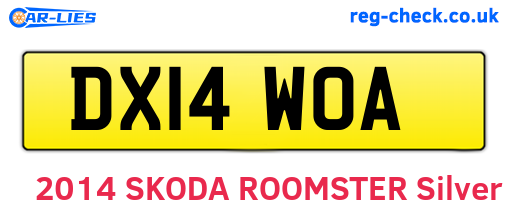 DX14WOA are the vehicle registration plates.