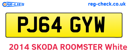 PJ64GYW are the vehicle registration plates.