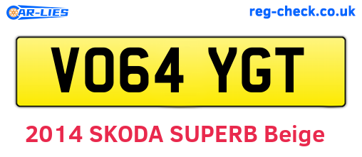 VO64YGT are the vehicle registration plates.