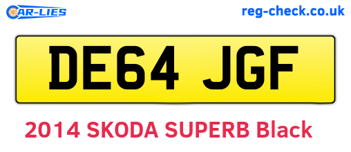 DE64JGF are the vehicle registration plates.
