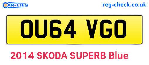 OU64VGO are the vehicle registration plates.