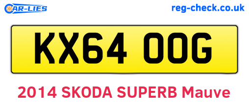 KX64OOG are the vehicle registration plates.