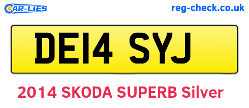 DE14SYJ are the vehicle registration plates.