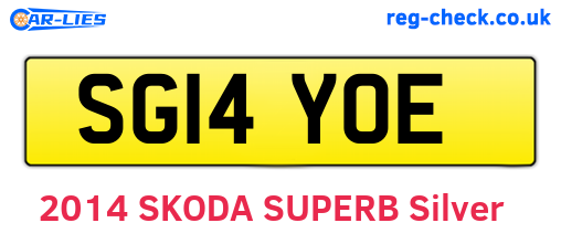 SG14YOE are the vehicle registration plates.