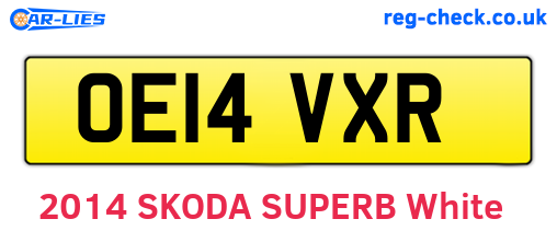 OE14VXR are the vehicle registration plates.