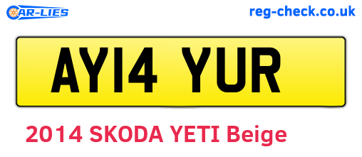 AY14YUR are the vehicle registration plates.
