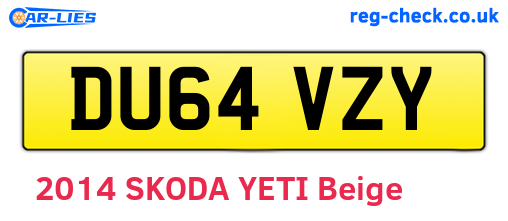 DU64VZY are the vehicle registration plates.