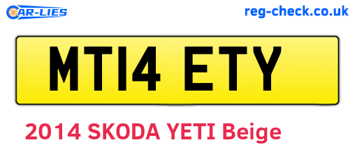 MT14ETY are the vehicle registration plates.