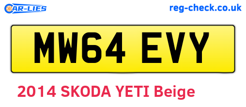 MW64EVY are the vehicle registration plates.