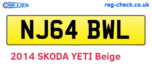 NJ64BWL are the vehicle registration plates.