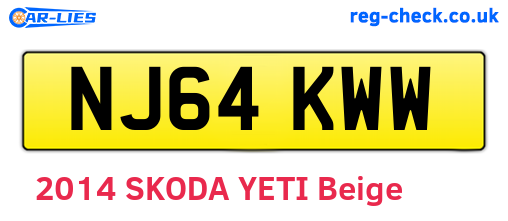 NJ64KWW are the vehicle registration plates.