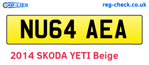 NU64AEA are the vehicle registration plates.