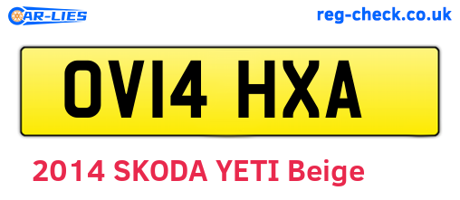 OV14HXA are the vehicle registration plates.