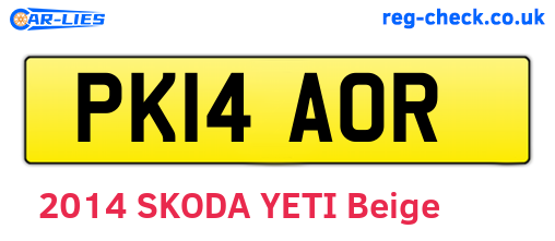 PK14AOR are the vehicle registration plates.