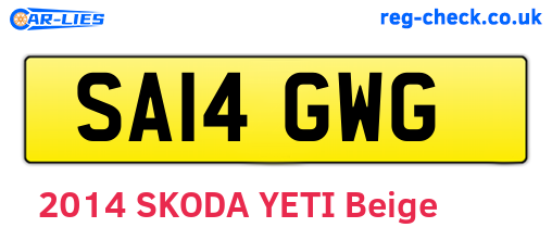 SA14GWG are the vehicle registration plates.