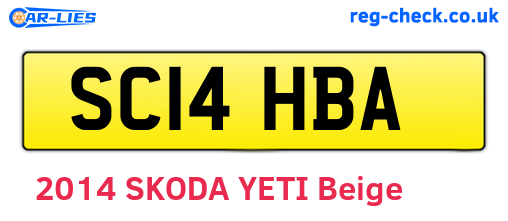 SC14HBA are the vehicle registration plates.